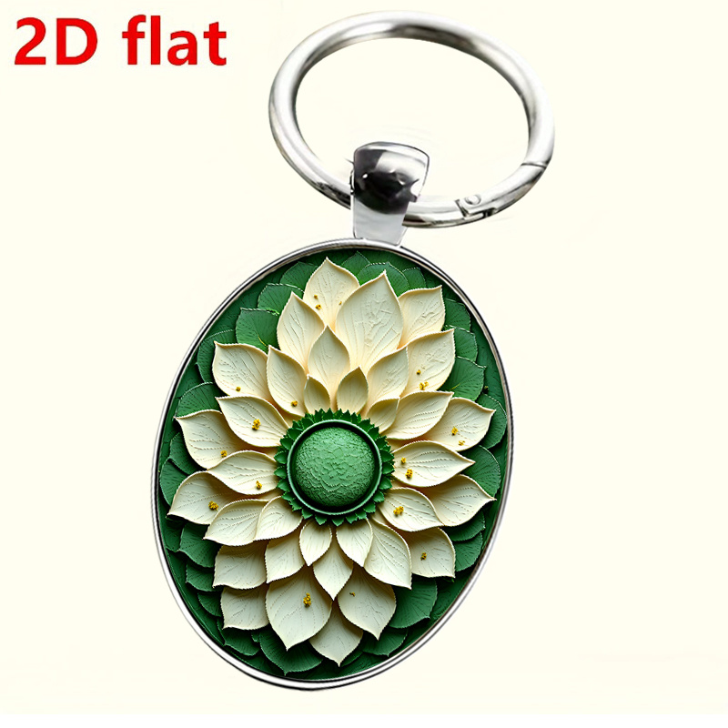 Natural Zen Lotus Theme Keychain, High-Definition Petal Texture